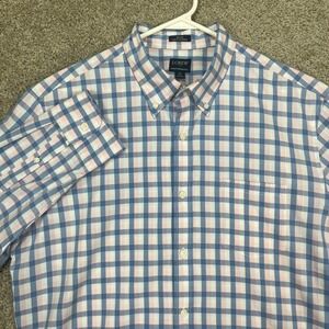 J.Crew Performance Shirt‎ XL Slim Untucked Blue Pink Check Button Down
